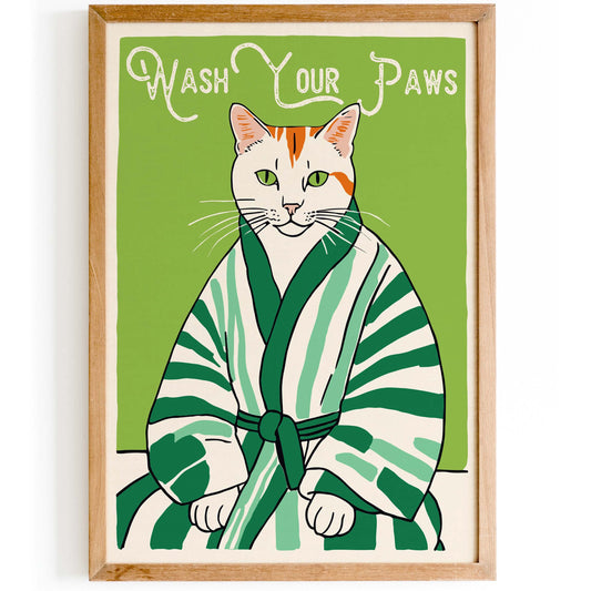 Cat Wash Your Paws Print