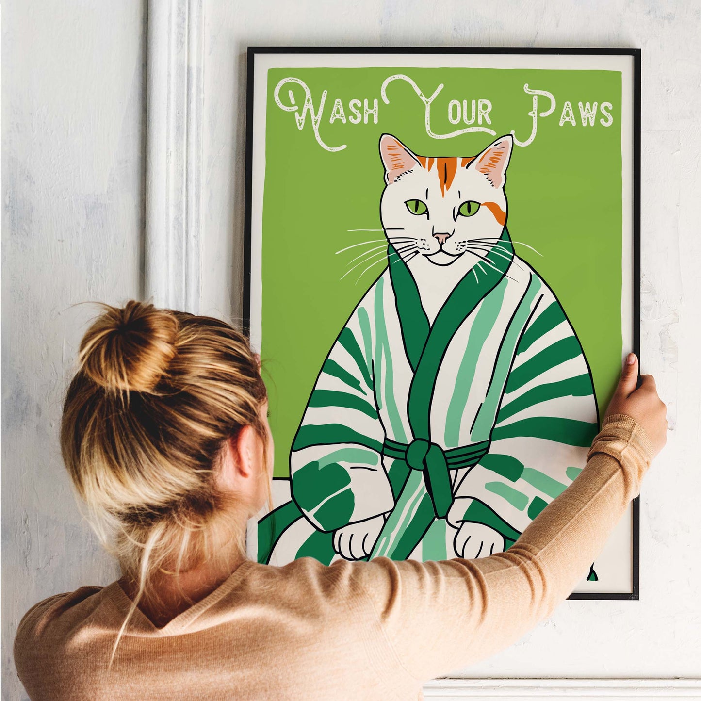 Cat Wash Your Paws Print