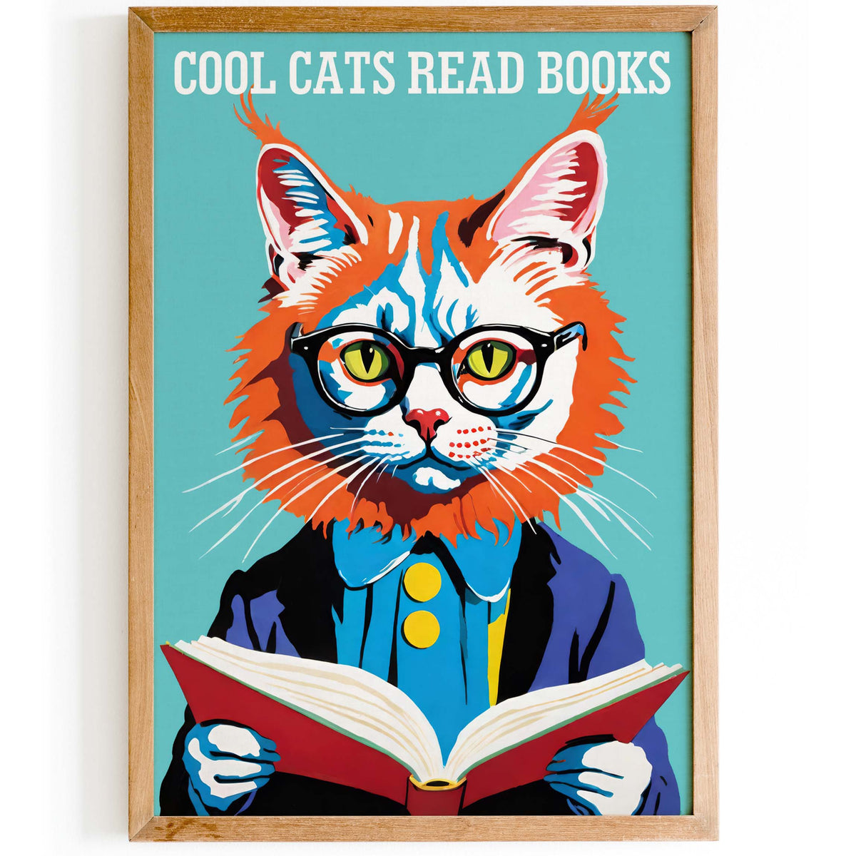 Cool Cats Reading Books Poster