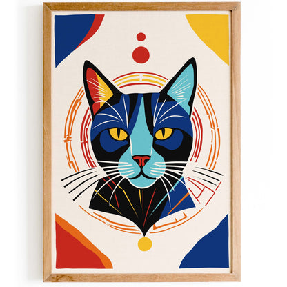 Geometric Cat Portrait Wall Art