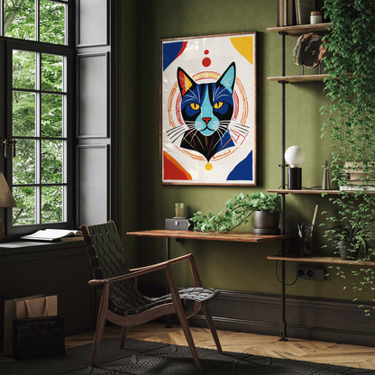 Geometric Cat Portrait Wall Art