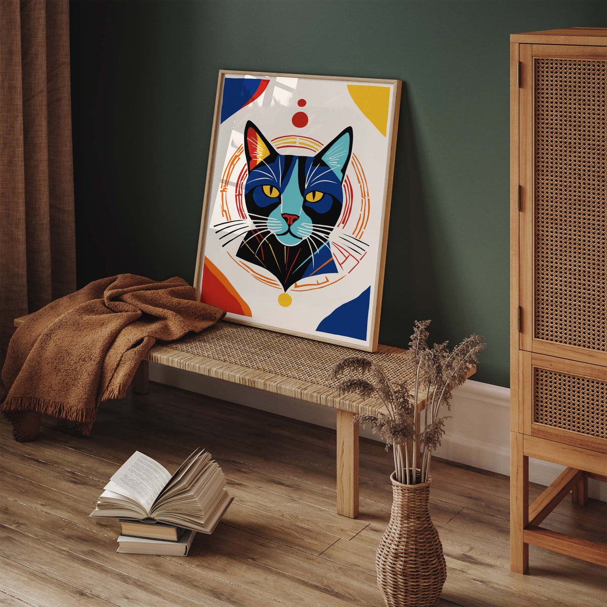 Geometric Cat Portrait Wall Art