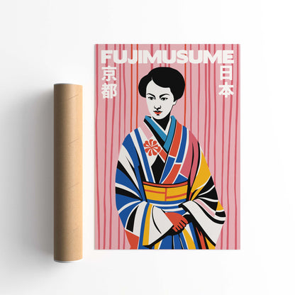 Japanese Geisha Woman Wall Print