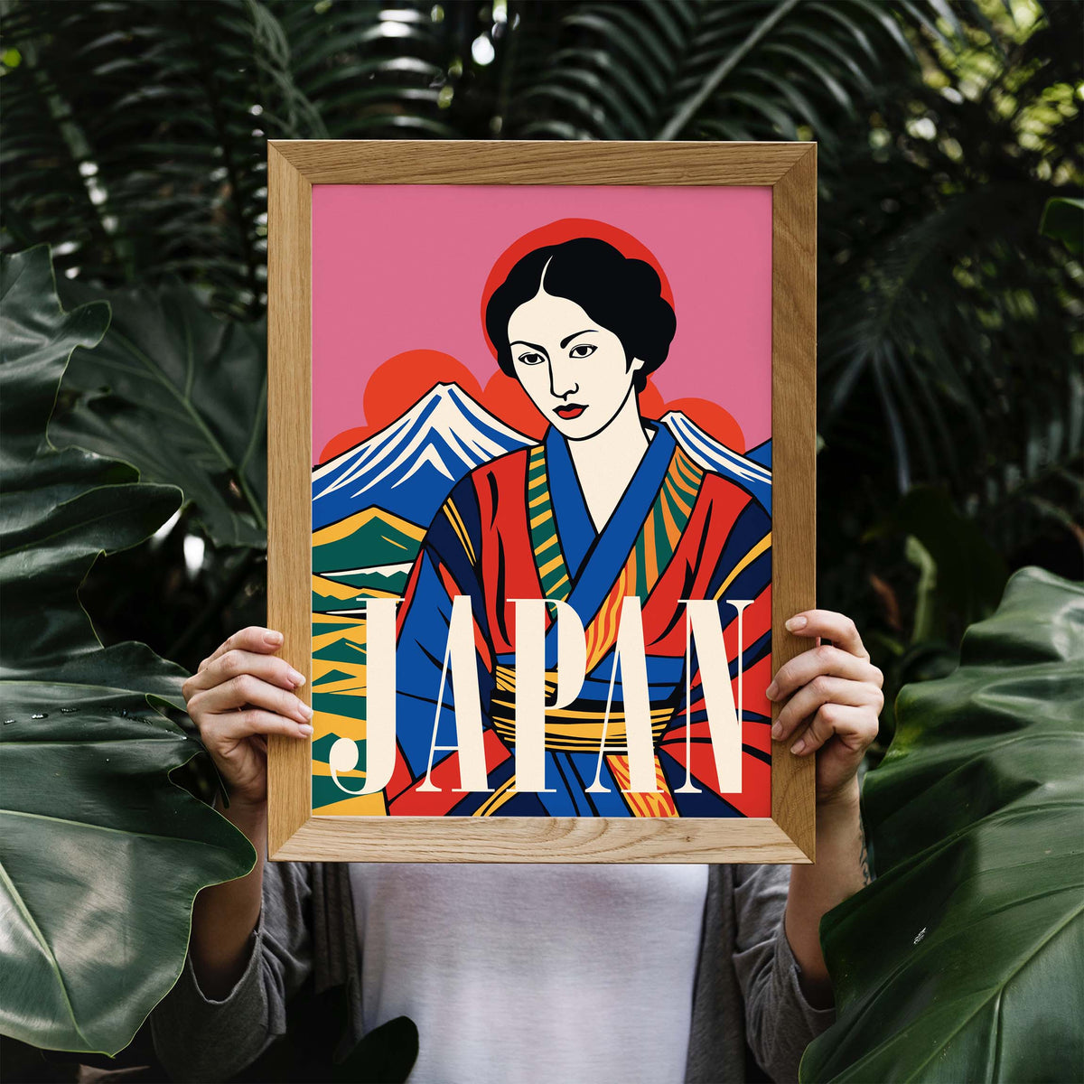 Japanese Woman Mount Fuji Poster