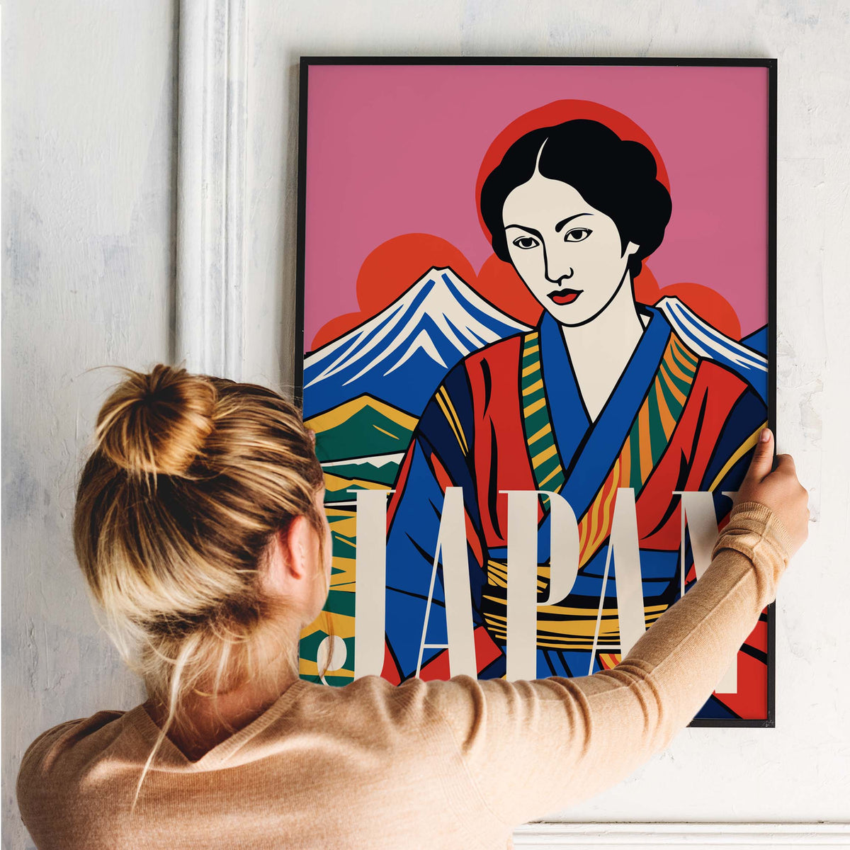 Japanese Woman Mount Fuji Poster