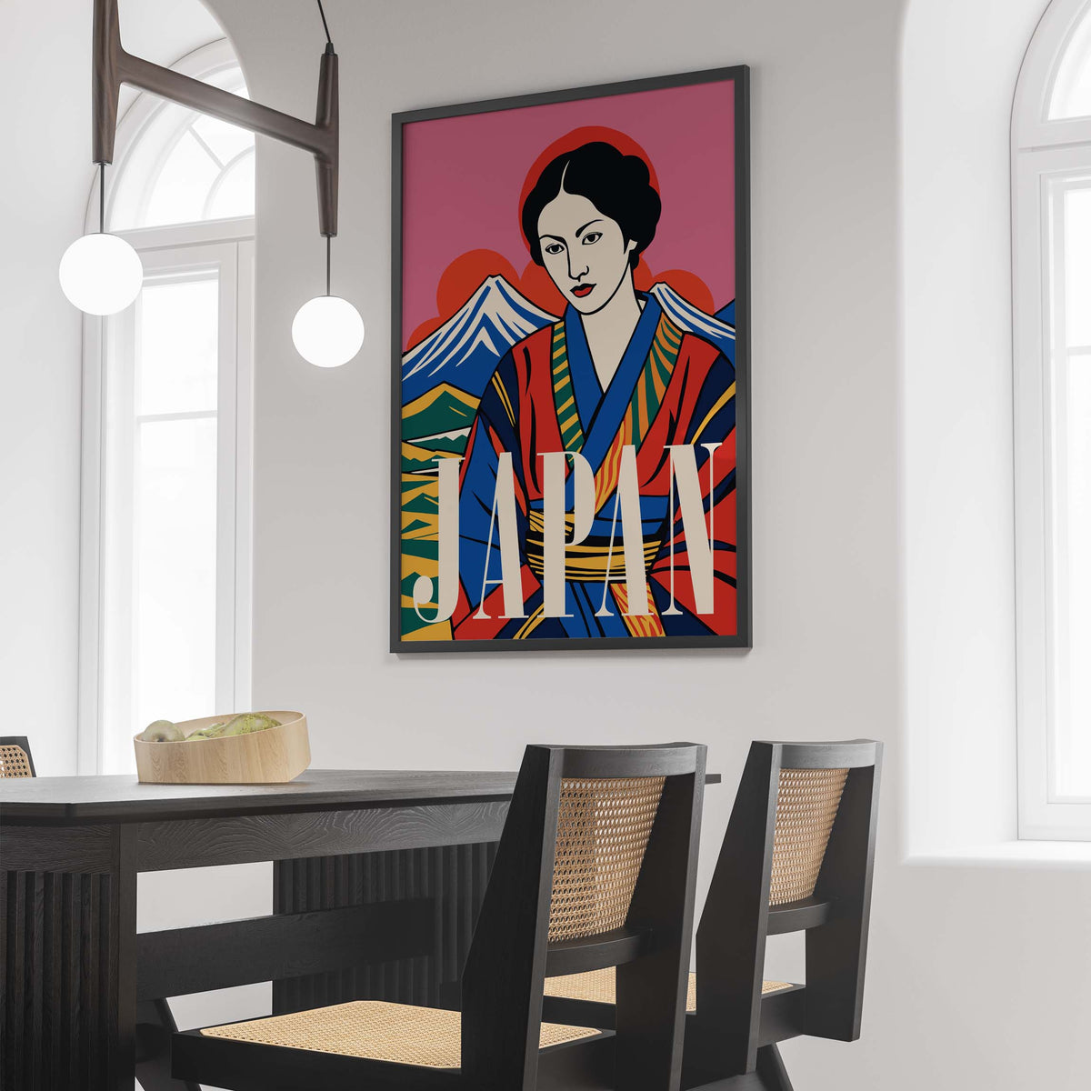 Japanese Woman Mount Fuji Poster