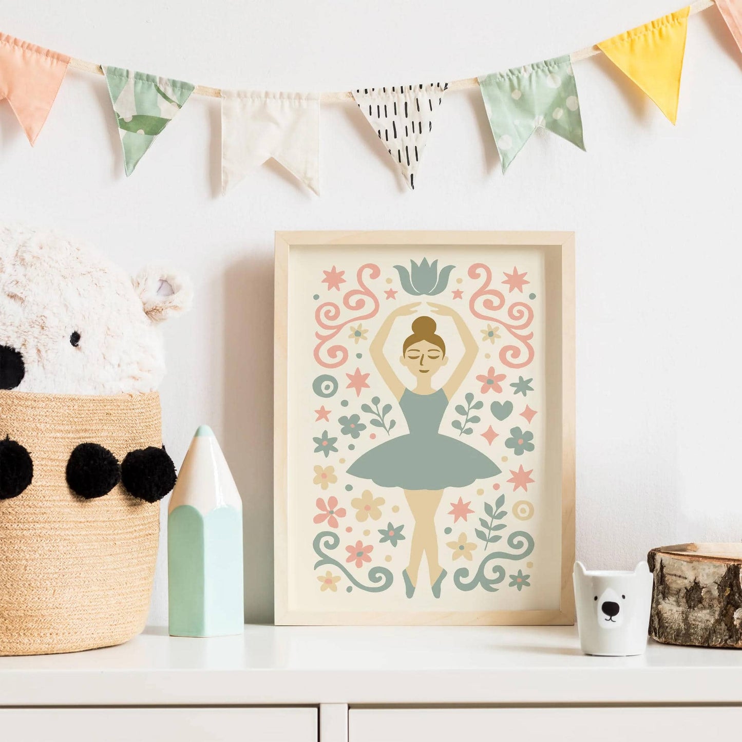 Soft Pastel Tones Cute Little Ballerina Poster