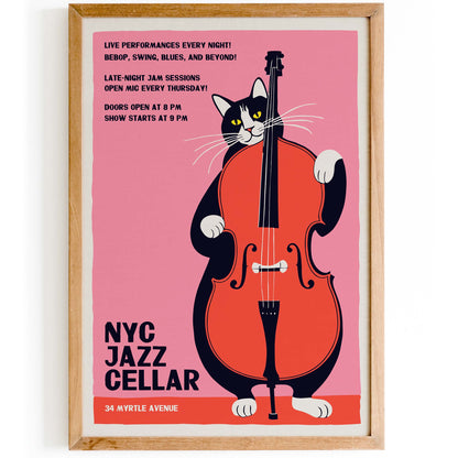 NYC Jazz Cellar Cat Print