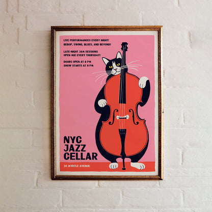 NYC Jazz Cellar Cat Print