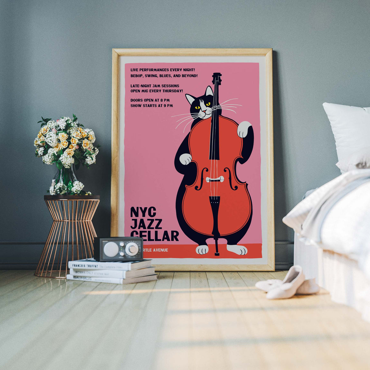 NYC Jazz Cellar Cat Print