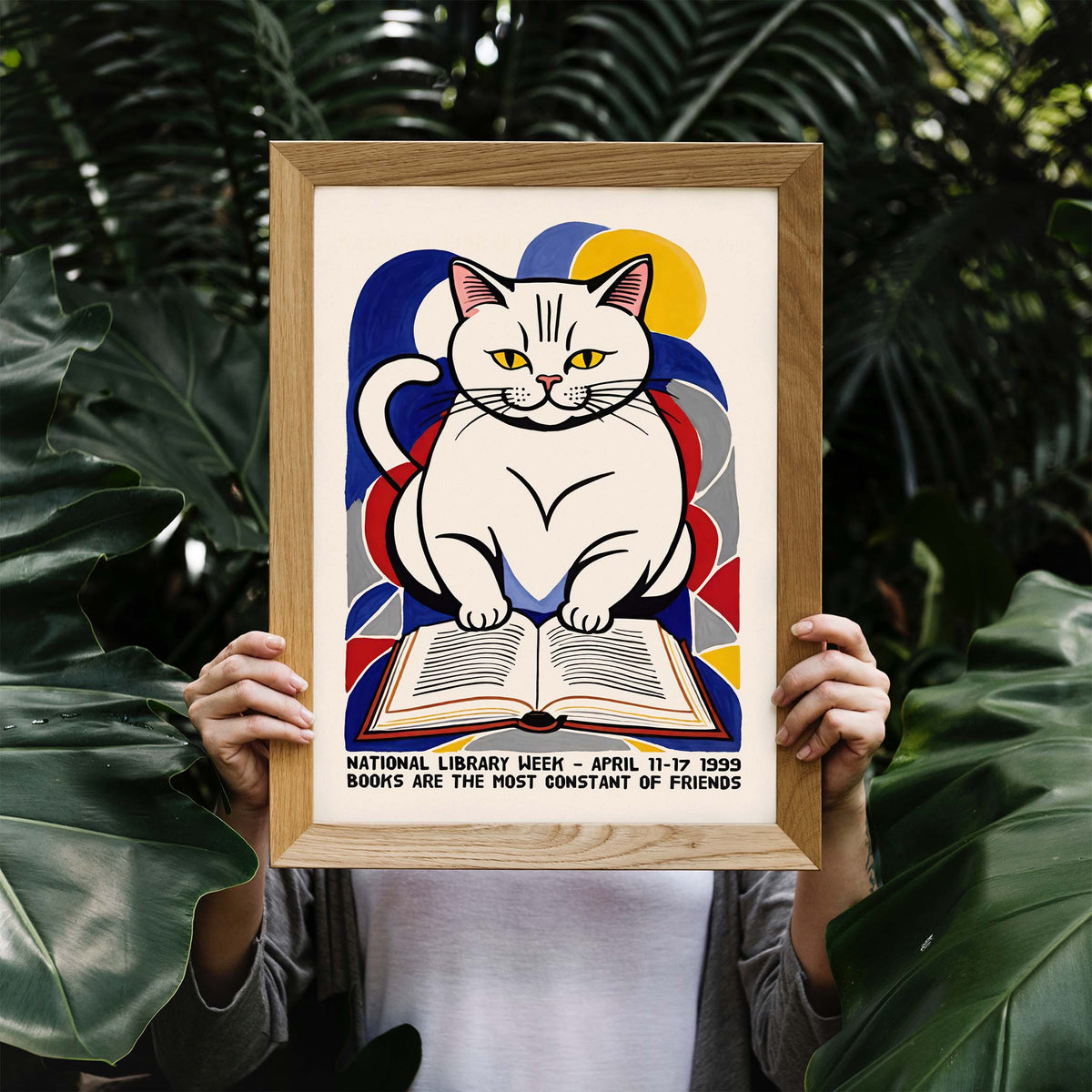 National Library Cat Book Poster