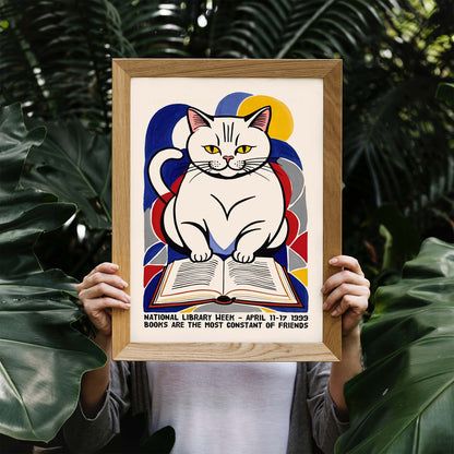 National Library Cat Book Poster