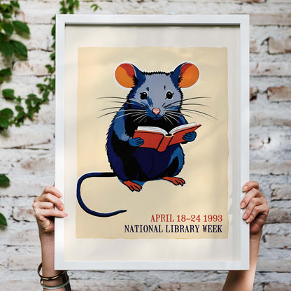 National Library Reading Mouse Poster