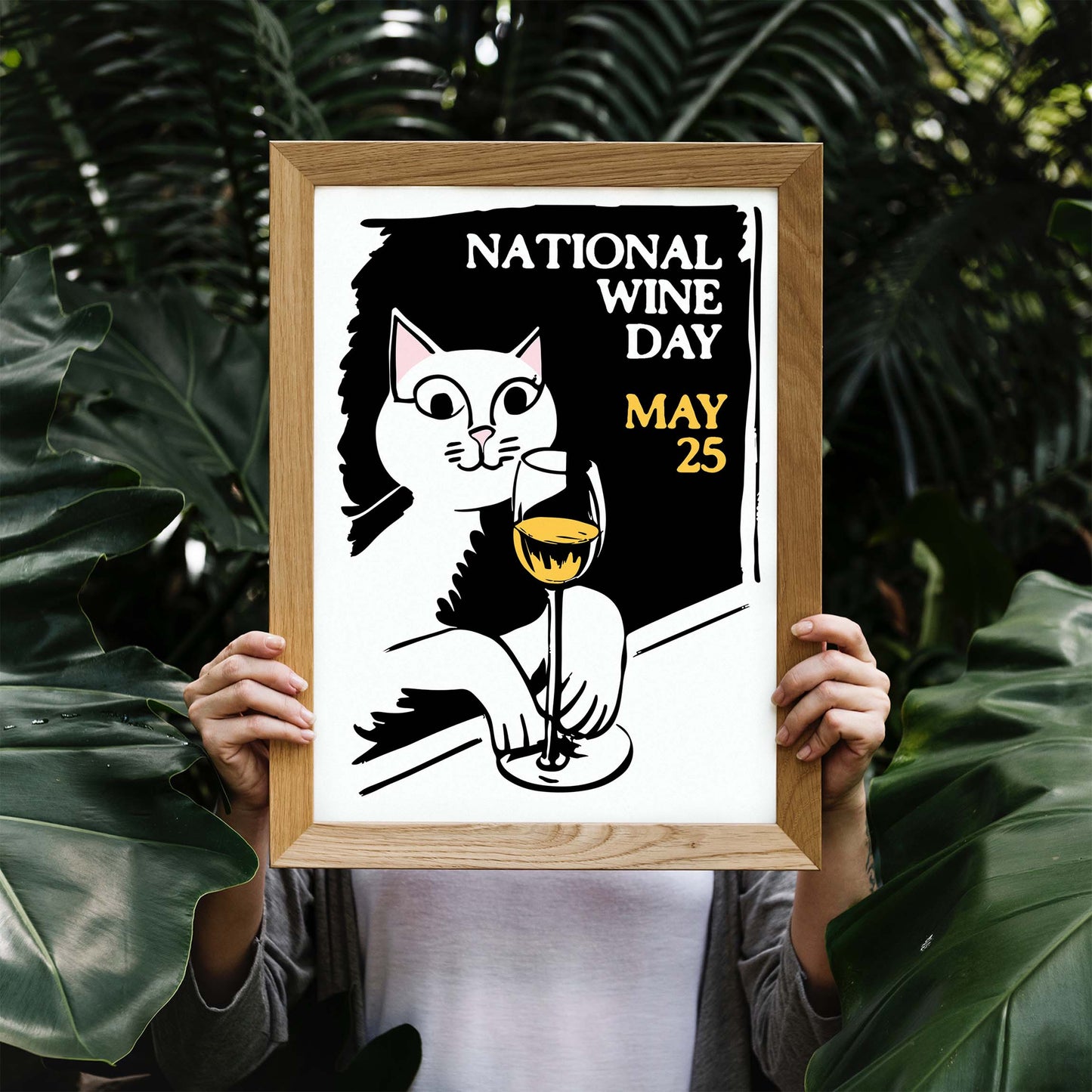 National Wine Day Cat Poster