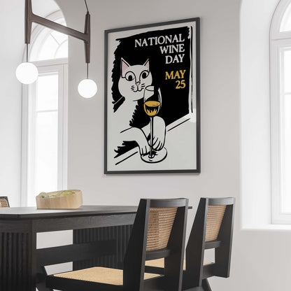 National Wine Day Cat Poster