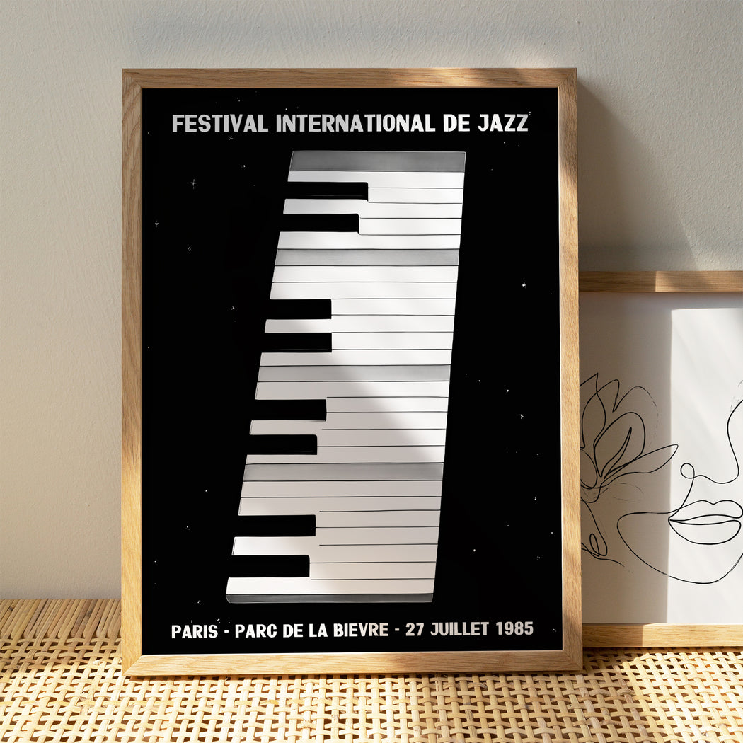 French Jazz Festival Poster - Black and White