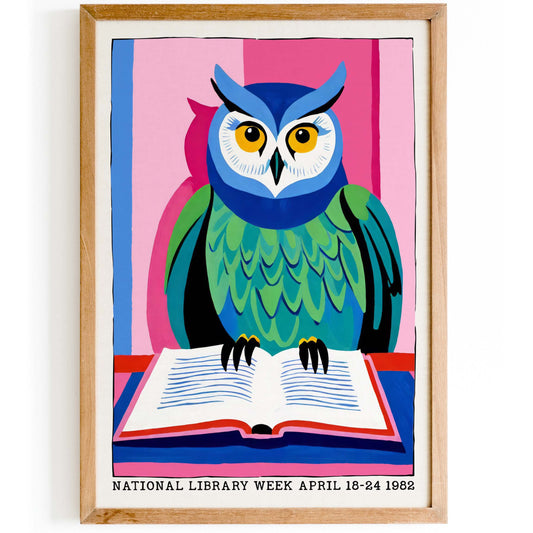 Owl Library Week Reading Wall Art