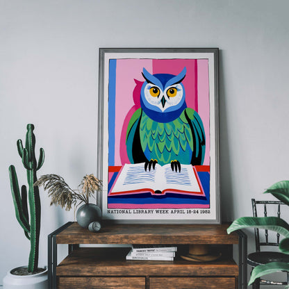 Owl Library Week Reading Wall Art