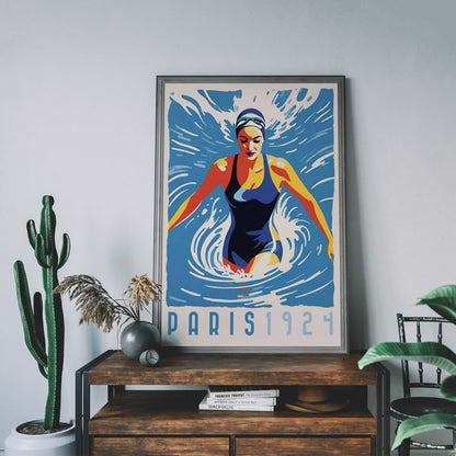 Paris Swimming Poster