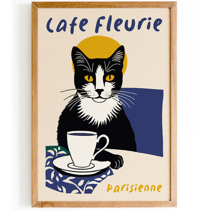 Parisian Cat Coffee Poster