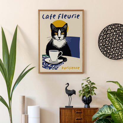 Parisian Cat Coffee Poster