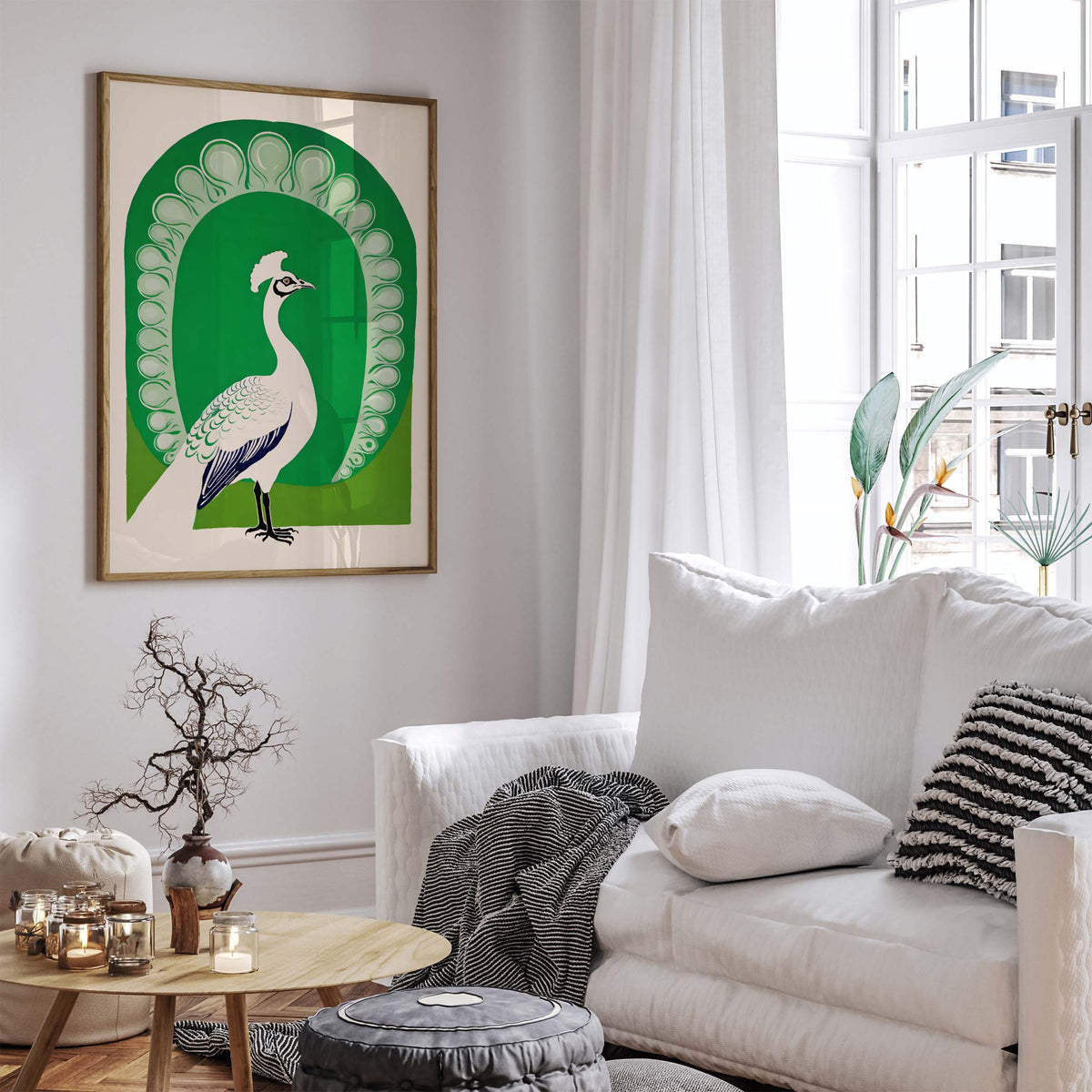 Peacock Bird Vintage Wall Print