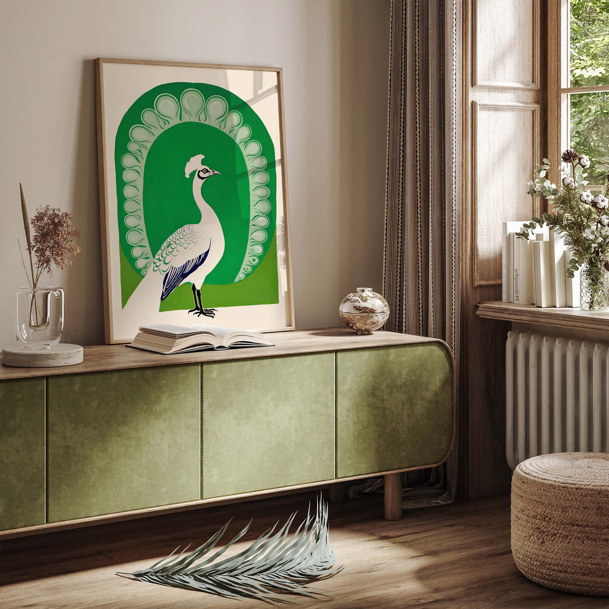 Peacock Bird Vintage Wall Print