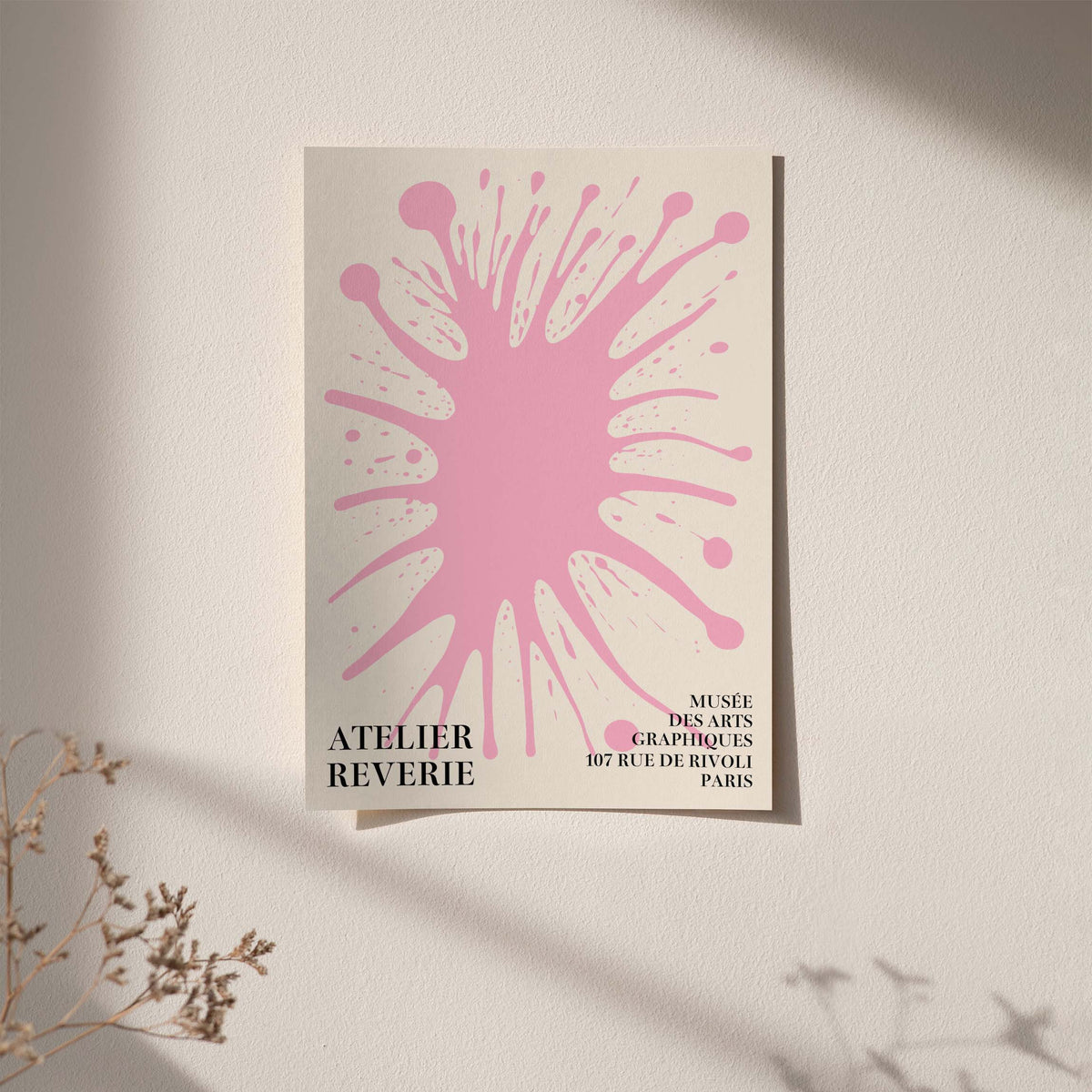 Pink Ink Splatter Atelier Wall Art Print