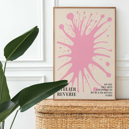 Pink Ink Splatter Atelier Wall Art Print