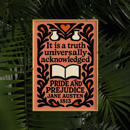 Pride Prejudice Jane Austen Literary Wall Art
