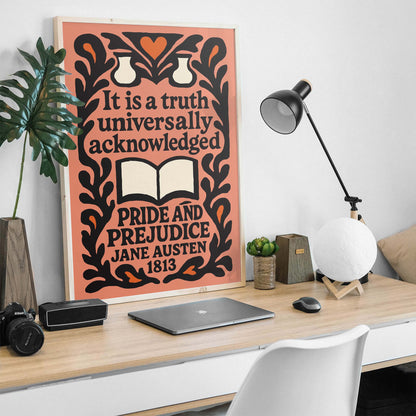 Pride Prejudice Jane Austen Literary Wall Art