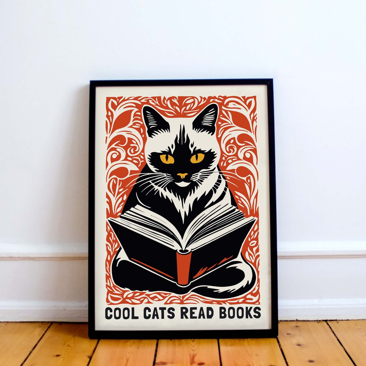 Reading Cat Bookish Wall Art