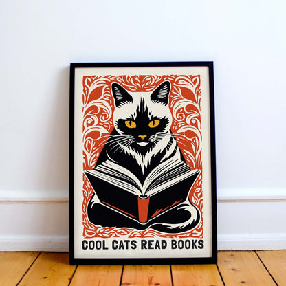 Reading Cat Bookish Wall Art