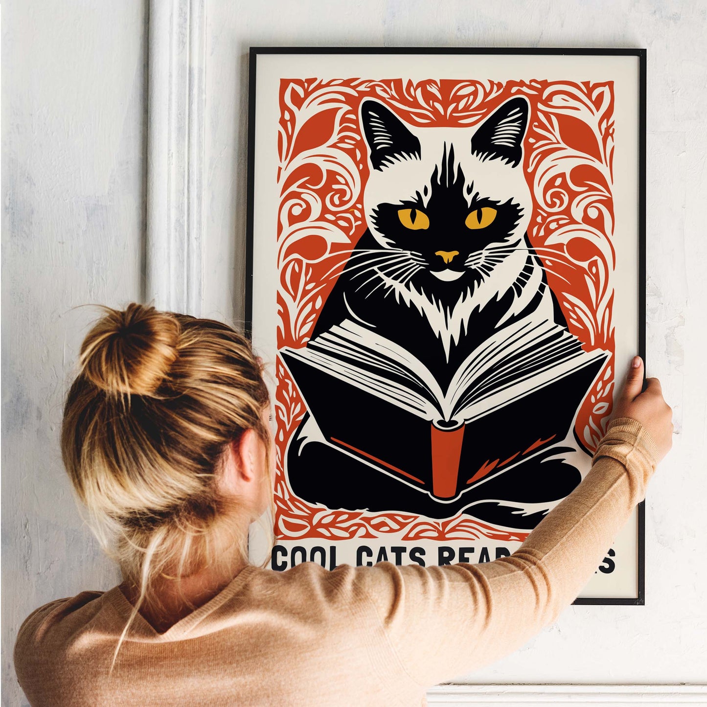 Reading Cat Bookish Wall Art