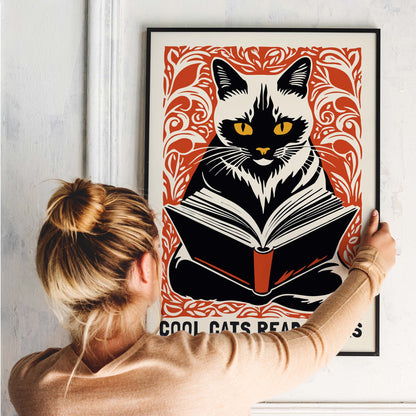 Reading Cat Bookish Wall Art
