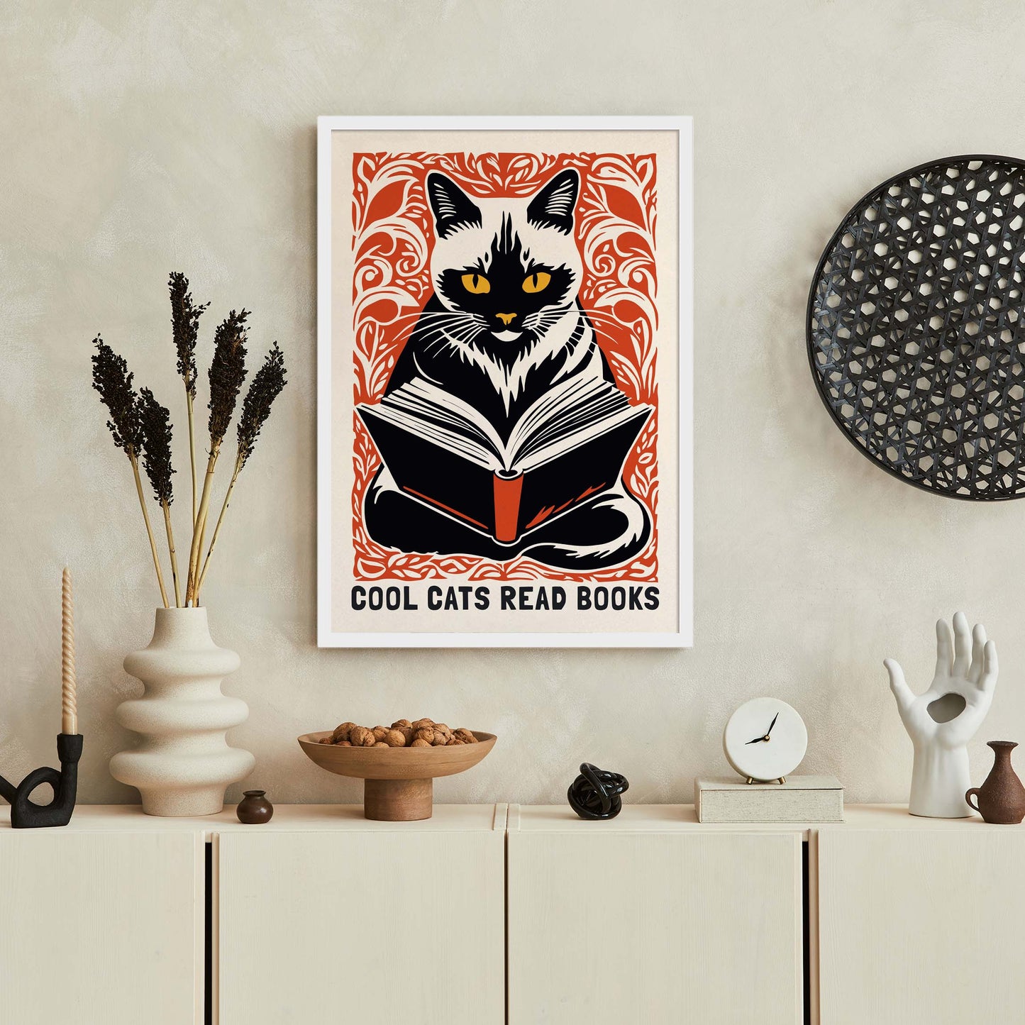 Reading Cat Bookish Wall Art