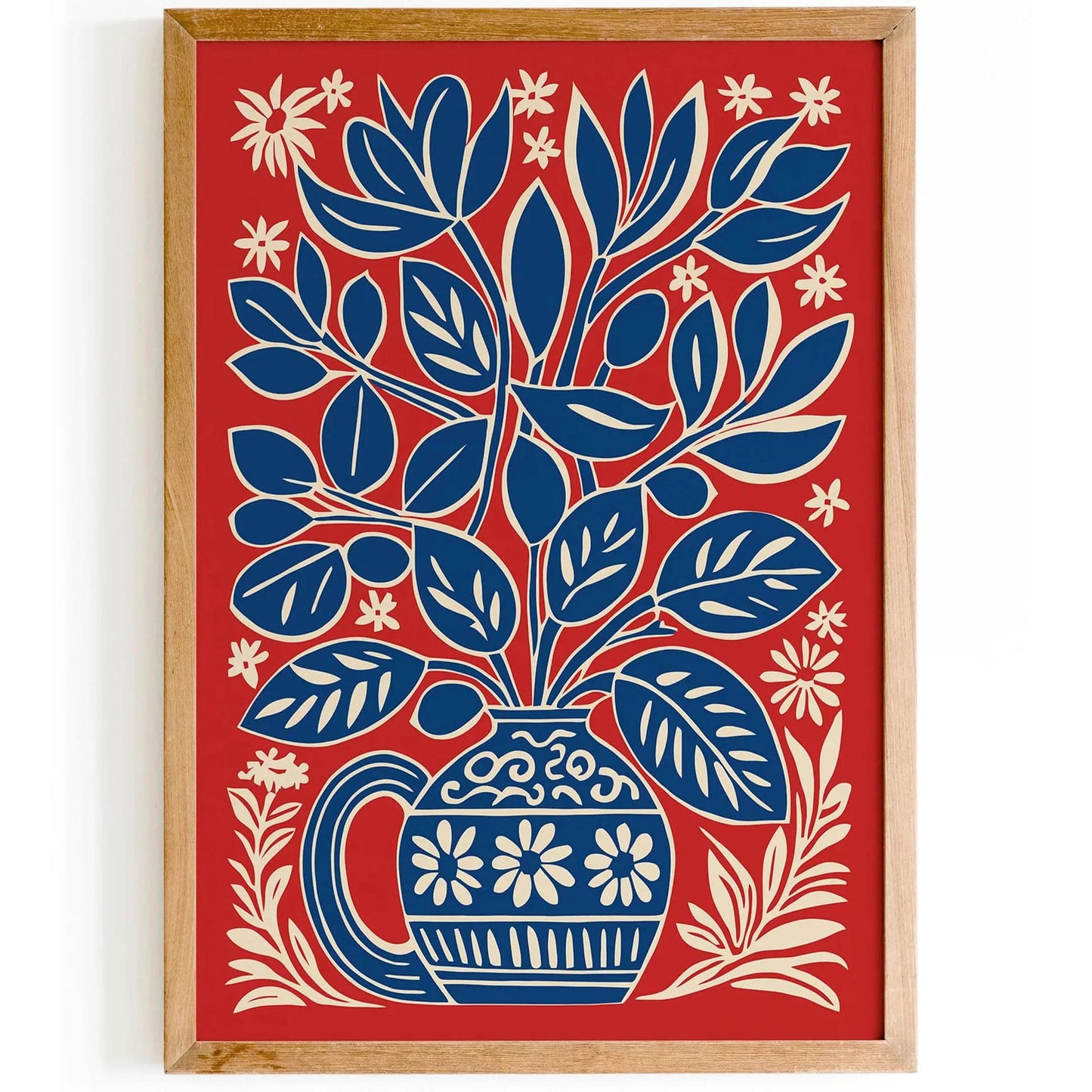 Red Cutouts Flower Art Print