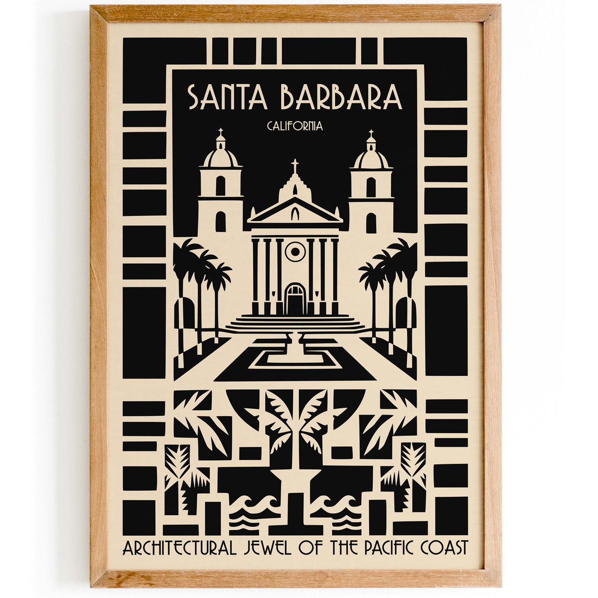 Santa Barbara California Art Deco Travel Poster