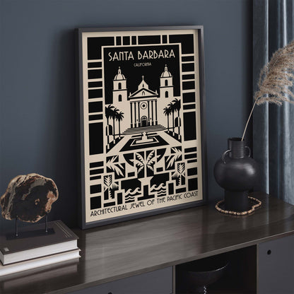 Santa Barbara California Art Deco Travel Poster