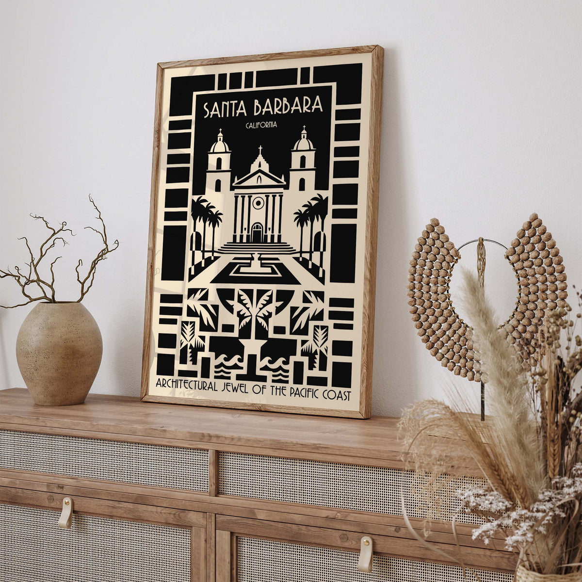 Santa Barbara California Art Deco Travel Poster