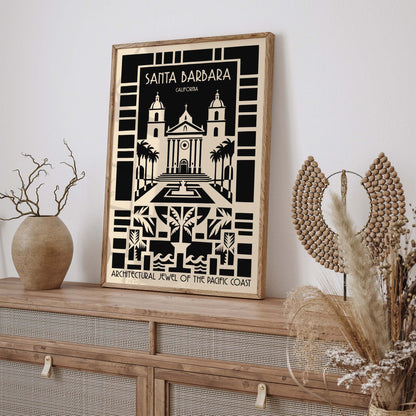 Santa Barbara California Art Deco Travel Poster