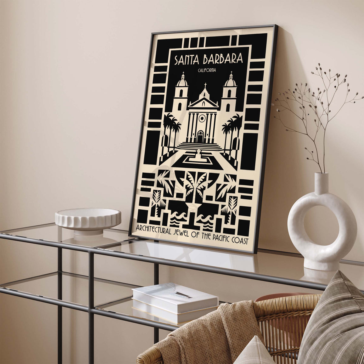 Santa Barbara California Art Deco Travel Poster