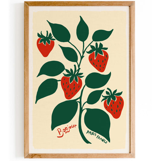 Strawberry Botanical Print Wall Art