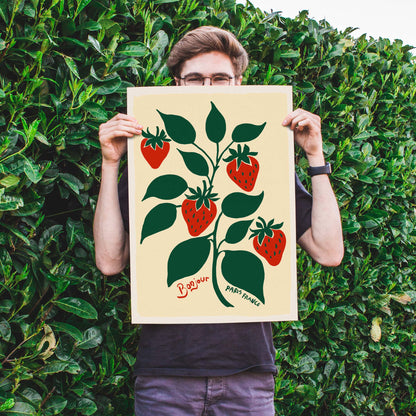 Strawberry Botanical Print Wall Art