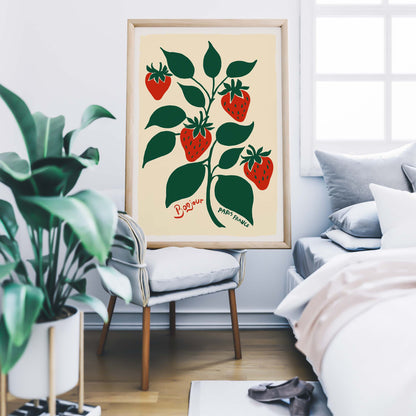 Strawberry Botanical Print Wall Art