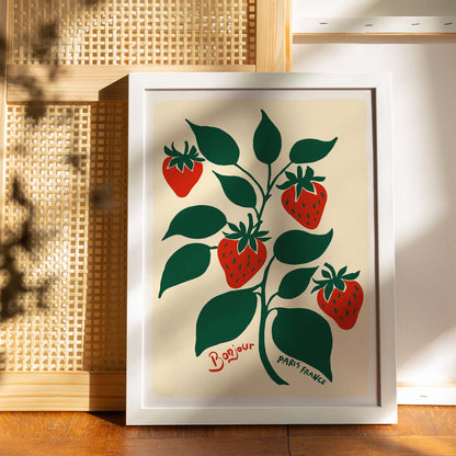 Strawberry Botanical Print Wall Art