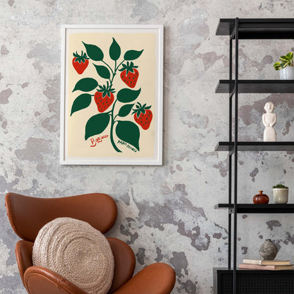 Strawberry Botanical Print Wall Art