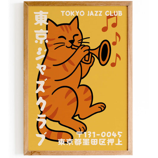Tokyo Jazz Cat Poster Print