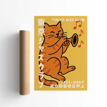 Tokyo Jazz Cat Poster Print