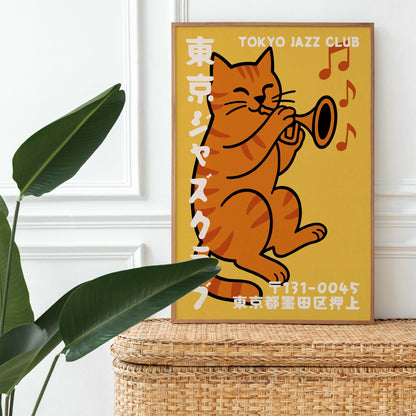 Tokyo Jazz Cat Poster Print